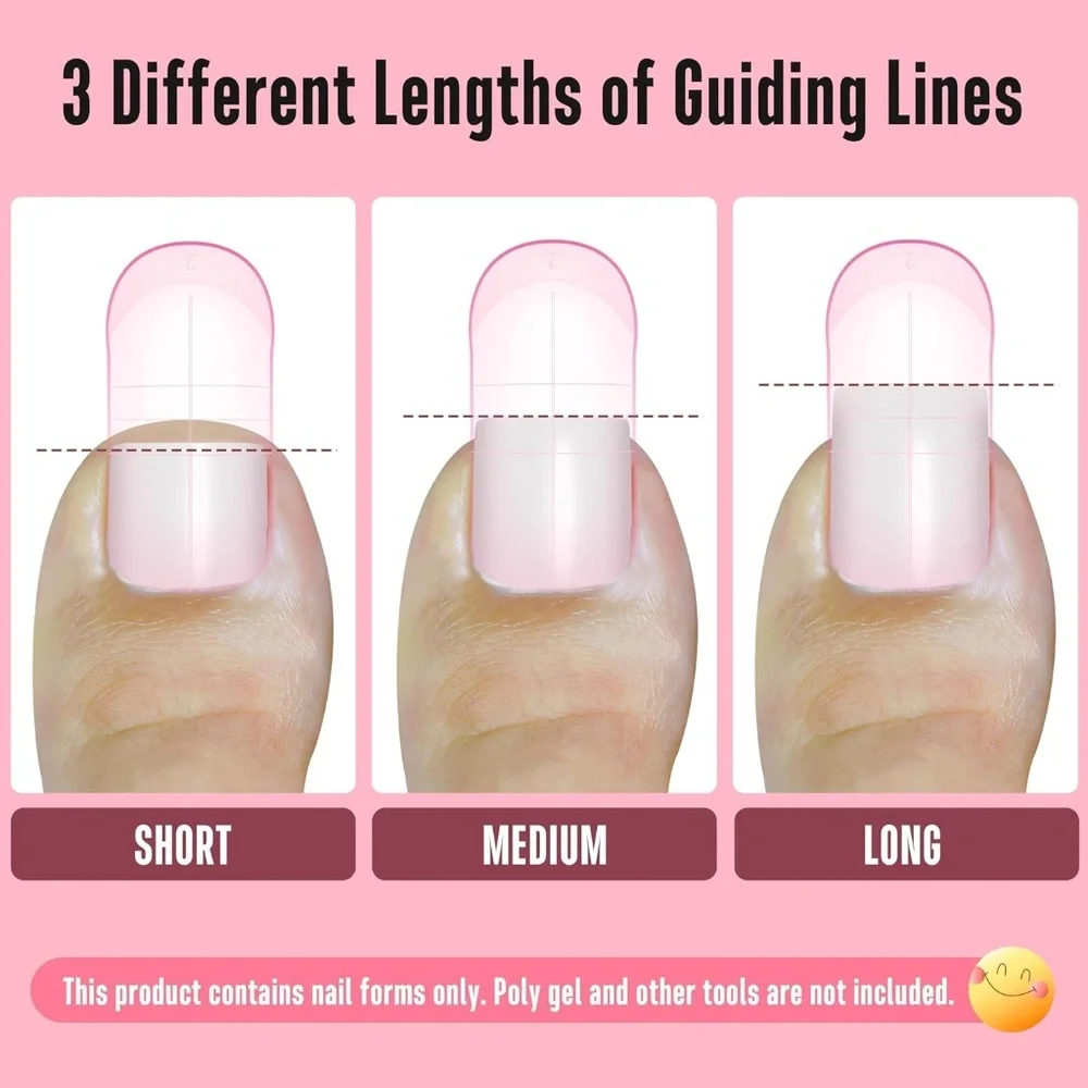 Pink Poly Gel Toe Nail Forms 300 Piece Set